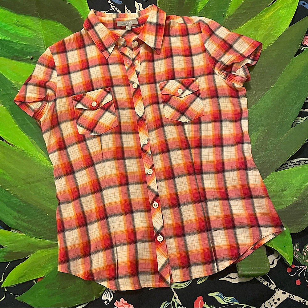 Vintage Delia’s plaid short sleeve button down